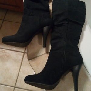 Ladies Black Suede Boots Size 7